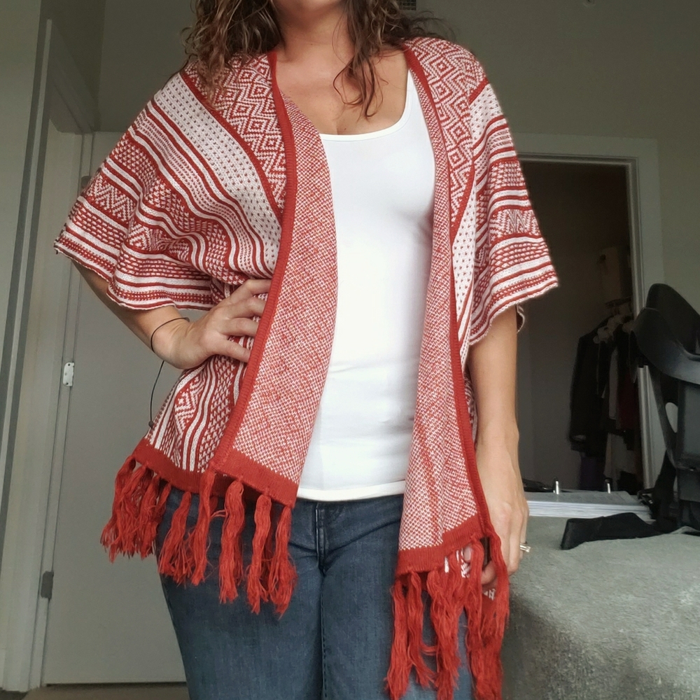 Fringed open poncho